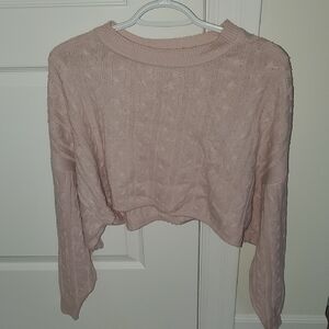 Pink Cropped Knit Sweater